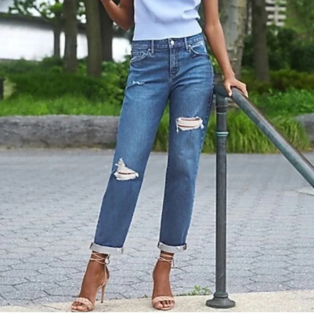 Express ripped boyfriend jeans